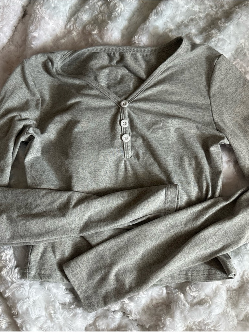 SHEIN Gray Long-Sleeve Henley Top